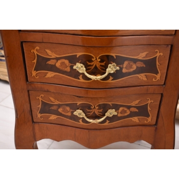 Komody Intarsjowane Ludwik - Stoliki Nocne Stolik z Szufladami - 4 Szuflady