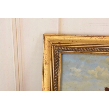 Scena Rodzajowa - Cztery Krowy Na Pastwisku - Obraz Olejny Zdobiona Rama