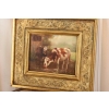 Scena Rodzajowa - Dwie Krowy Przy Wodopoju - Obraz Olejny Zdobiona Rama
