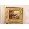 Scena Rodzajowa - Dwie Krowy Przy Wodopoju - Obraz Olejny Zdobiona Rama