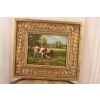 Scena Rodzajowa - Trzy Krowy na Pastwisku - Obraz Olejny Zdobiona Rama