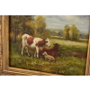 Scena Rodzajowa - Trzy Krowy na Pastwisku - Obraz Olejny Zdobiona Rama