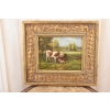 Scena Rodzajowa - Trzy Krowy na Pastwisku - Obraz Olejny Zdobiona Rama