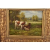 Scena Rodzajowa - Trzy Krowy na Pastwisku - Obraz Olejny Zdobiona Rama