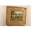 Scena Rodzajowa - Trzy Krowy na Pastwisku - Obraz Olejny Zdobiona Rama