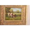 Scena Rodzajowa - Trzy Krowy na Pastwisku - Obraz Olejny Zdobiona Rama