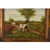 Scena Rodzajowa - Stado Krów Na Pastwisku - Obraz Olejny Zdobiona Rama