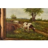 Scena Rodzajowa - Stado Krów Na Pastwisku - Obraz Olejny Zdobiona Rama