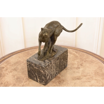 Figura Biegnącej Pantera - Rzeźba z Brązu - Dekoracja Myśliwska