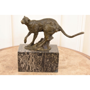 Figura Biegnącej Pantera - Rzeźba z Brązu - Dekoracja Myśliwska