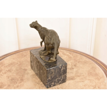 Figura Biegnącej Pantera - Rzeźba z Brązu - Dekoracja Myśliwska