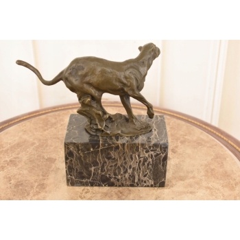 Figura Biegnącej Pantera - Rzeźba z Brązu - Dekoracja Myśliwska