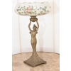 Piękna Patera Stojąca z Kobietą - Porcelana + Brąz - Kwiaty