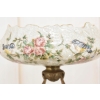 Piękna Patera Stojąca z Kobietą - Porcelana + Brąz - Kwiaty
