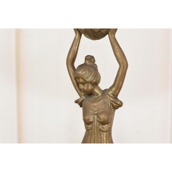 Piękna Patera Stojąca z Kobietą - Porcelana + Brąz - Kwiaty
