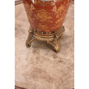 Porcelanowy Czerwony Wazon Waza - Aniołki Amory - Porcelana + Brąz