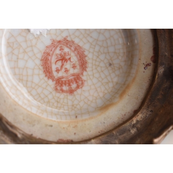 Porcelanowy Czerwony Wazon Waza - Aniołki Amory - Porcelana + Brąz