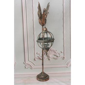 Stojąca Lampa Lecący Łabędź - Lampion Świecznik Kula - Gięte Szkło - Ozdoba