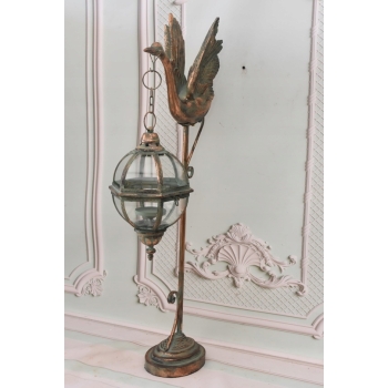 Stojąca Lampa Lecący Łabędź - Lampion Świecznik Kula - Gięte Szkło - Ozdoba