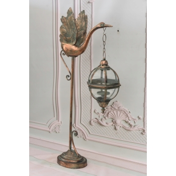 Stojąca Lampa Lecący Łabędź - Lampion Świecznik Kula - Gięte Szkło - Ozdoba