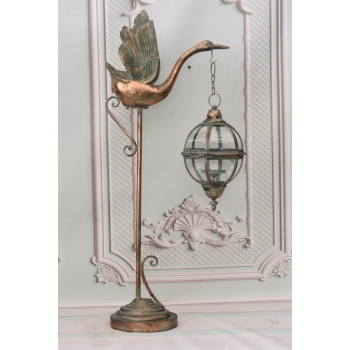 Stojąca Lampa Lecący Łabędź - Lampion Świecznik Kula - Gięte Szkło - Ozdoba