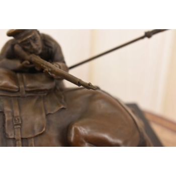 Figura Kawalerzysta z Koniem - Żołnierz - Wojskowa Rzeźba - Brąz