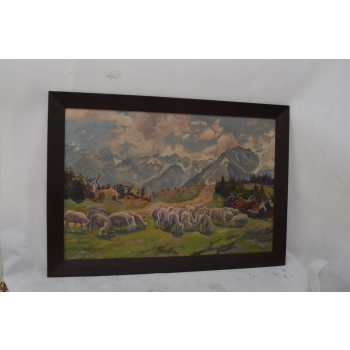 M. STAŃKO - PEJZAŻ GÓRSKI - TATRY- OWCE - OBRAZ