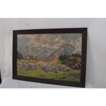 M. STAŃKO - PEJZAŻ GÓRSKI - TATRY- OWCE - OBRAZ