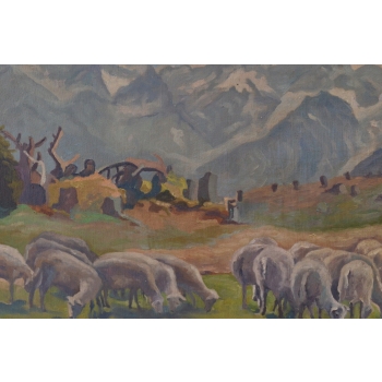 M. STAŃKO - PEJZAŻ GÓRSKI - TATRY- OWCE - OBRAZ