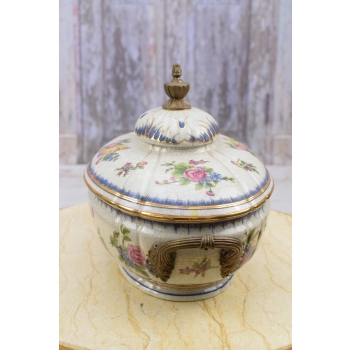 Królewska Waza na Zupę + Patera - Porcelana + Złocenia + Okucia z Brązu