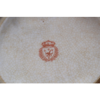 Zielony Porcelanowy Wazon Kwiaty - Motyle - Porcelana + Brąz - Sygnowany