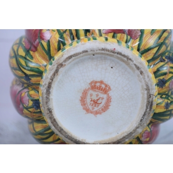 Porcelanowa Szkatuła - Pojemnik Na Ciastka - Porcelana Brąz Kolorowe Kwiaty