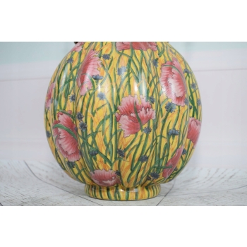 Porcelanowa Szkatuła - Pojemnik Na Ciastka - Porcelana Brąz Kolorowe Kwiaty