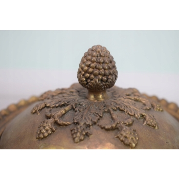 Porcelanowa Szkatuła - Pojemnik Na Ciastka - Porcelana Brąz Kolorowe Kwiaty