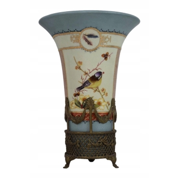 Pałacowy Porcelanowy Wazon - Waza - Porcelana + Brąz - Koliber - Prezent