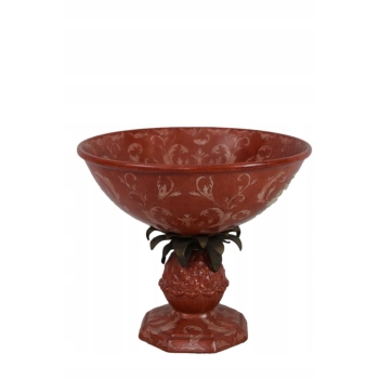 Porcelanowa Waza - Czerwony Puchar Amfora - Porcelana i Brąz - Kwiat Ozdoba