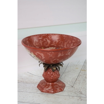 Porcelanowa Waza - Czerwony Puchar Amfora - Porcelana i Brąz - Kwiat Ozdoba