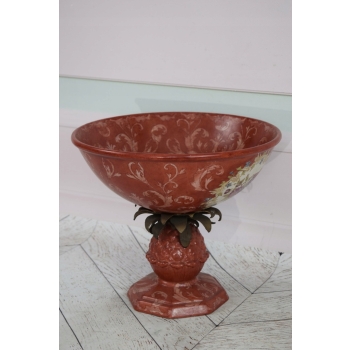 Porcelanowa Waza - Czerwony Puchar Amfora - Porcelana i Brąz - Kwiat Ozdoba