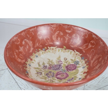 Porcelanowa Waza - Czerwony Puchar Amfora - Porcelana i Brąz - Kwiat Ozdoba