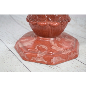 Porcelanowa Waza - Czerwony Puchar Amfora - Porcelana i Brąz - Kwiat Ozdoba