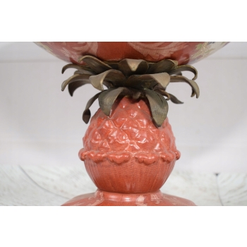 Porcelanowa Waza - Czerwony Puchar Amfora - Porcelana i Brąz - Kwiat Ozdoba