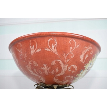 Porcelanowa Waza - Czerwony Puchar Amfora - Porcelana i Brąz - Kwiat Ozdoba