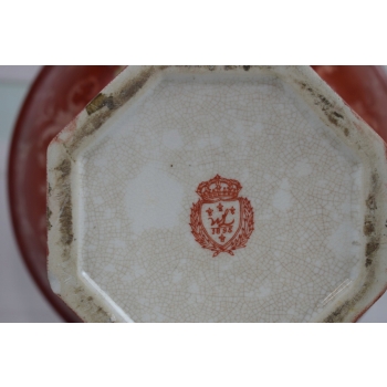 Porcelanowa Waza - Czerwony Puchar Amfora - Porcelana i Brąz - Kwiat Ozdoba