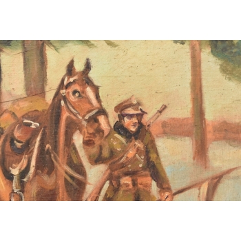 Jerzy Kossak - Żołnierz Wracający z Wojny - Polski Obraz Olejny