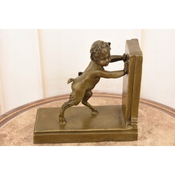 Podpórka do Książek - Satyr - Solidna Figura z Brązu Sygnowana