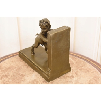 Podpórka do Książek - Satyr - Solidna Figura z Brązu Sygnowana