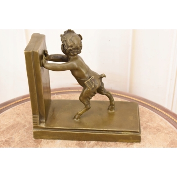 Podpórka do Książek - Satyr - Solidna Figura z Brązu Sygnowana