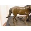 Trzy Konie - Koń - Rodzina Koni - Duża Ciężka Figura z Brązu - Sygnowana