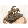Trzy Konie - Koń - Rodzina Koni - Duża Ciężka Figura z Brązu - Sygnowana