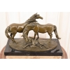 Trzy Konie - Koń - Rodzina Koni - Duża Ciężka Figura z Brązu - Sygnowana